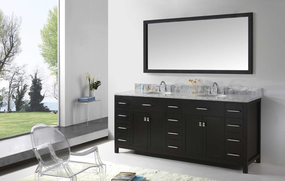 Caroline Parkway 78" Double Bathroom Vanity Cabinet, Espresso