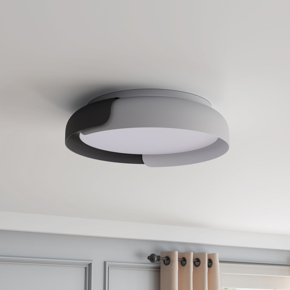 Modern Color Splicing LED Flush Mount Light With Acrylic Shade, Black