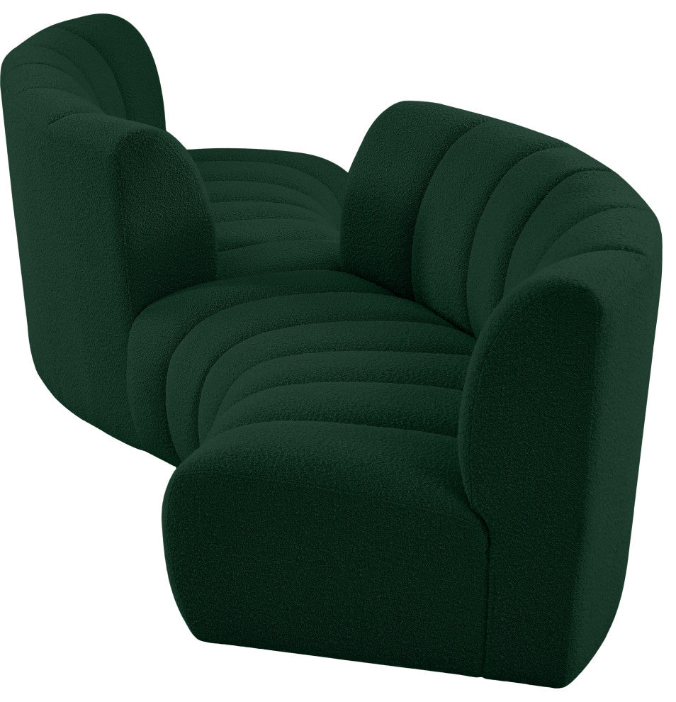 Infinity Boucle Fabric Upholstered 4-Piece S-Shaped Modular Sectional, Green