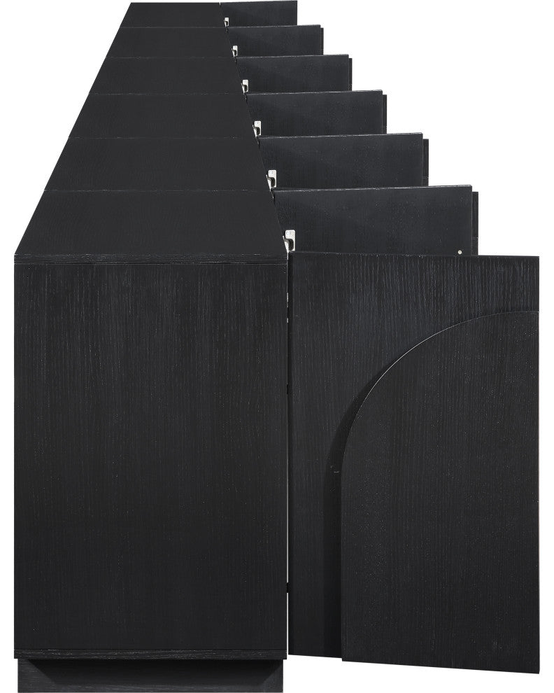 Navona Oak Veneer Sideboards / Buffet, Black, 6pc