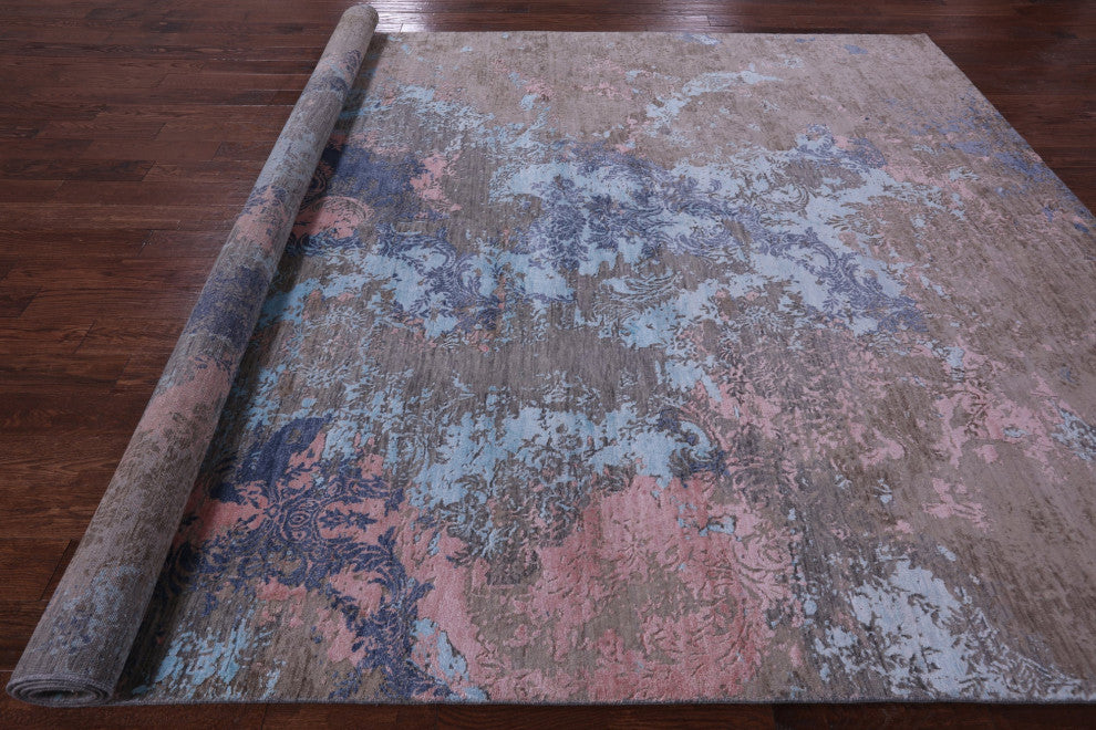 9' 0" X 12' 2" Modern Handmade Wool & Silk Rug - Q15551