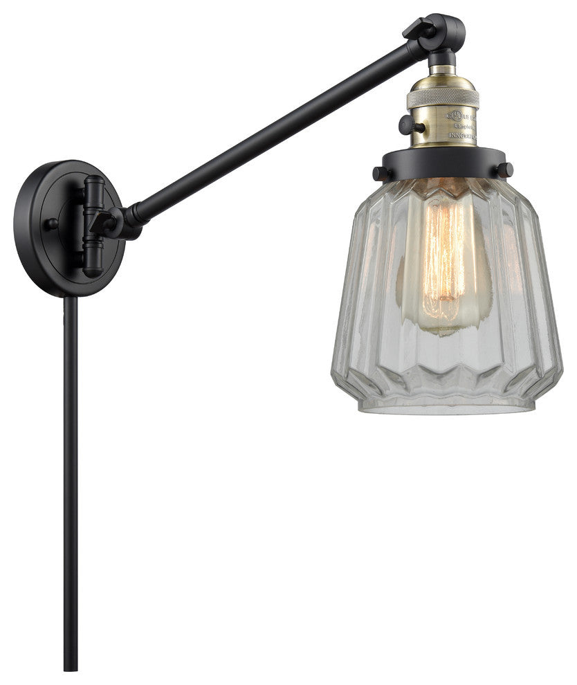 Chatham 1-Light Swing Arm Light, Black Antique Brass, Glass: Clear