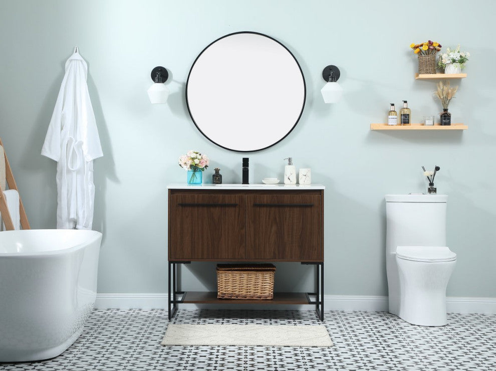 Sue 40" Single Bathroom Vanity, Walnut