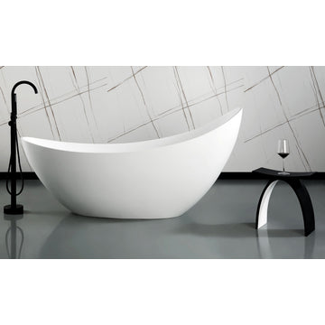 ABST77BM Black Matte Arched Solid Surface Resin Bathroom / Shower Stool