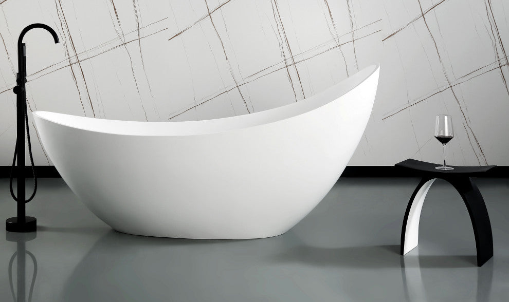 ABST77BM Black Matte Arched Solid Surface Resin Bathroom / Shower Stool