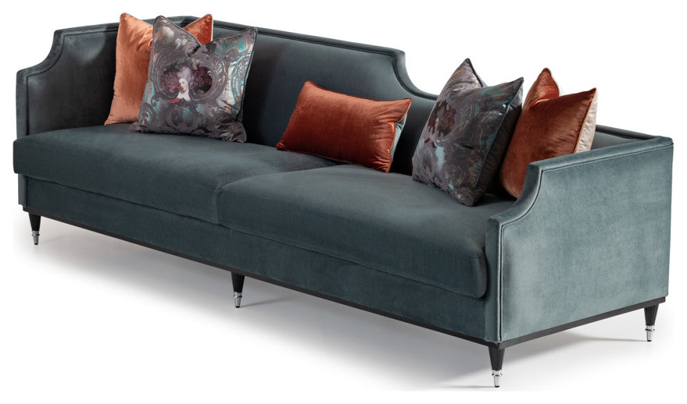 La Francaise Velvet Mansion Sofa Azure/Black