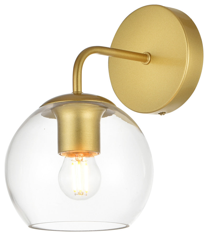 1 Light Brass And Clear Bath Sconce