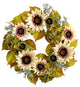 Nearly Natural W1243 24 White Sunflower and Hydrangea Artificial Autumn Wreath