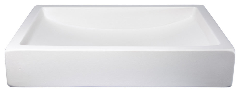 Eden Bath EB_N008WH 22-in. Shallow Wave Concrete Rectangular Vessel Sink - Whit