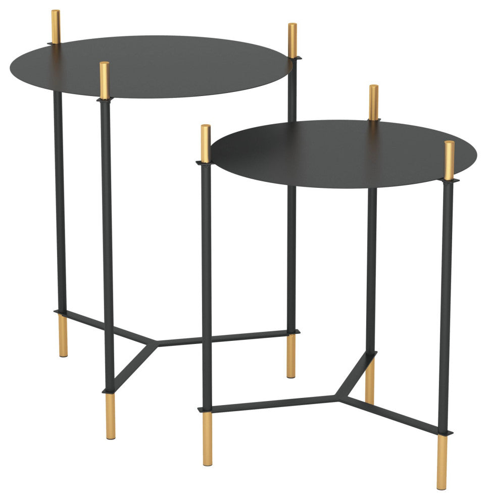 Sofa Side Table, Round, Steel Metal, Black, Gold, Lounge Cafe Lobby Hospitality