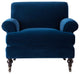 Lawson Accent Arm Chair With Casters, Navy Blue Velvet