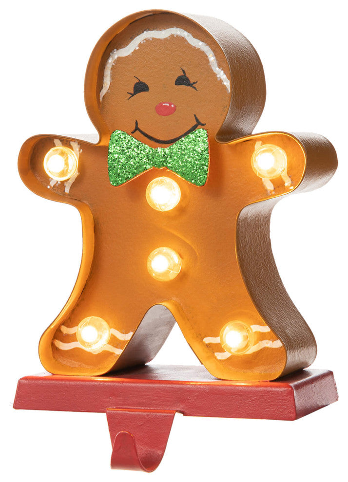 Marquee LED Metal Gingerbread Stocking Hangers, Man