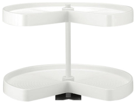 Polymer Kidney 2-Shelf Lazy Susan for Corner Base Cabinet, White, 24"W