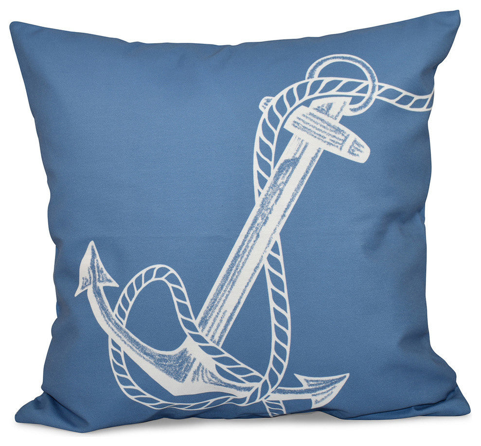 Anchored, Geometric Print Pillow, Blue, 16"x16"