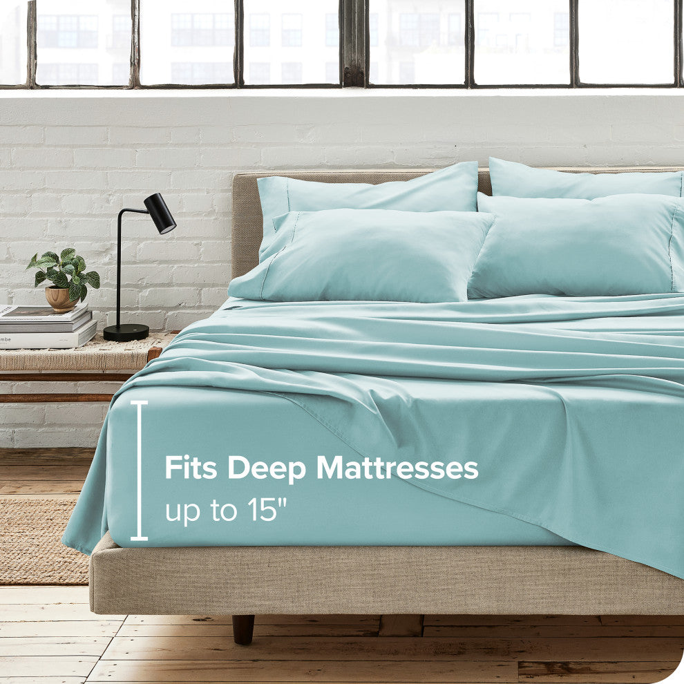 Bare Home 6-Piece Microfiber Sheet Set, Light Blue, Queen