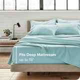 Bare Home 6-Piece Microfiber Sheet Set, Light Blue, Queen