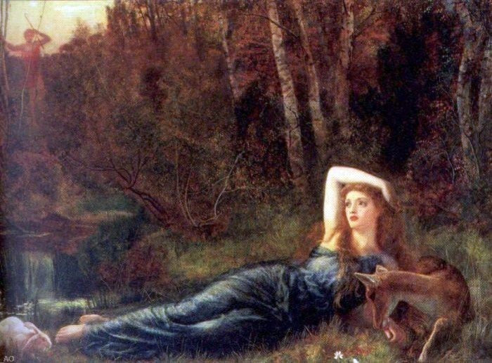 Arthur Hughes Endymion, Gallery Wrapped Canvas Print, 21"x28"