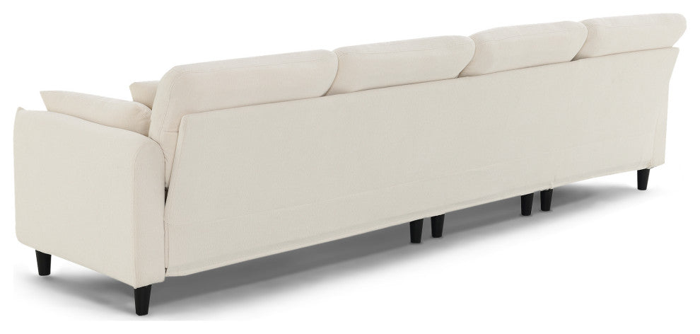 GDF Studio Modern Convertible L-Shaped Sectional Sofa With Ottoman, Beige