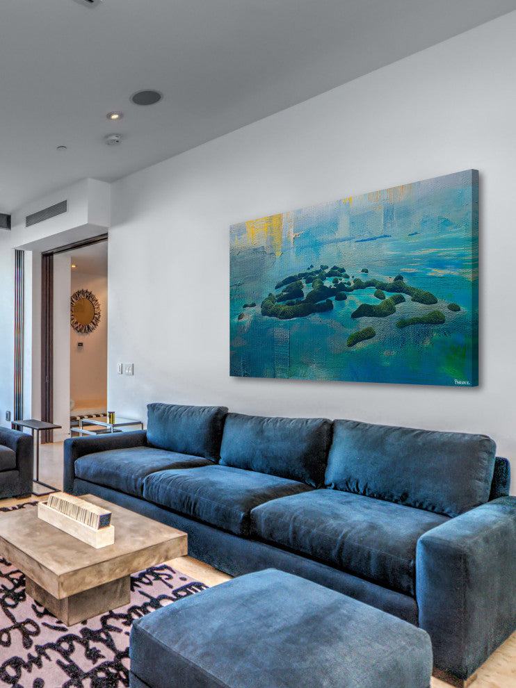 "Green Islands" Painting Print on Wrapped Canvas, 45"x30"