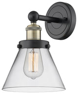Large Cone 1-Light 7" Sconce, Black Antique Brass Finish, Clear Shade