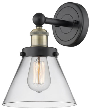 Large Cone 1-Light 7" Sconce, Black Antique Brass Finish, Clear Shade