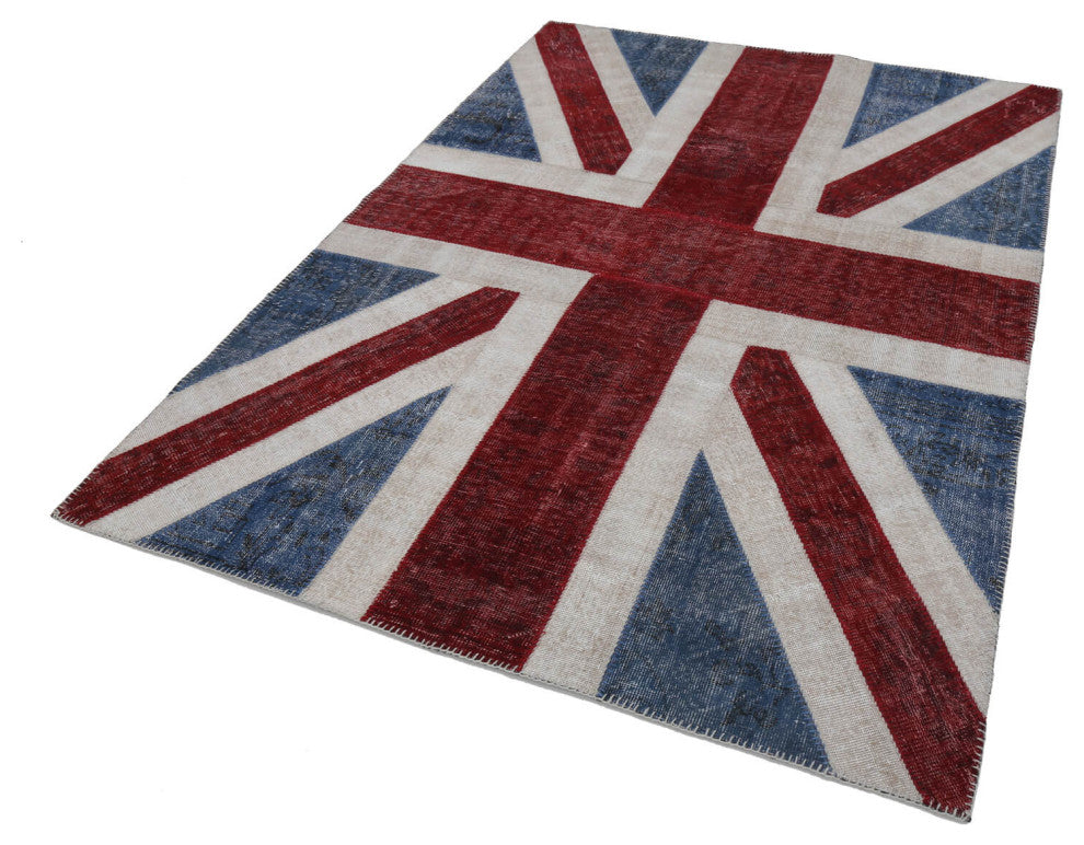 Rug N Carpet - Hand-knotted Anatolian 5' 8'' x 7' 10'' Flag Patchwork Rug