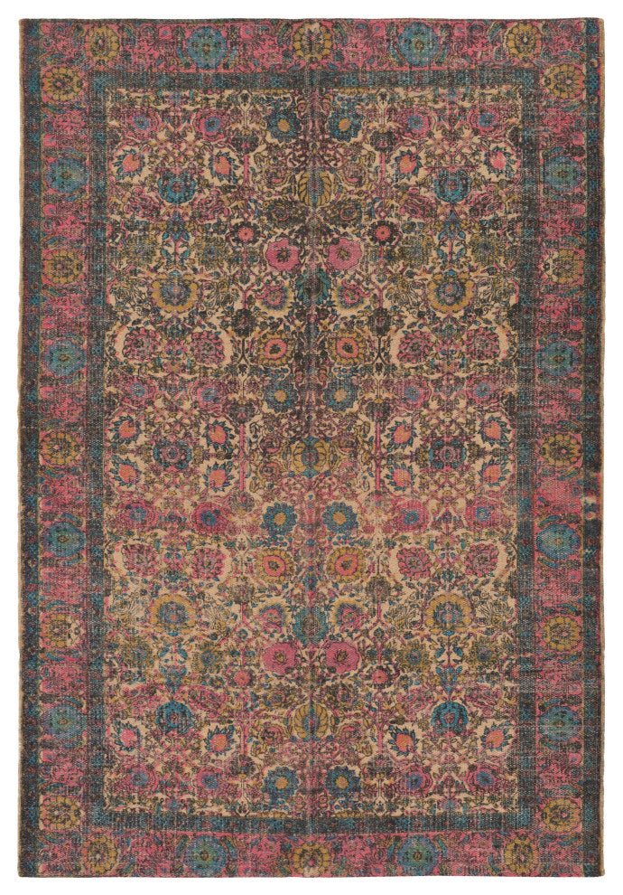Surya Shadi SDI-1002 8'x10' Rug, Khaki/Pink/Charcoal/Sky Blue/Yellow/Rose