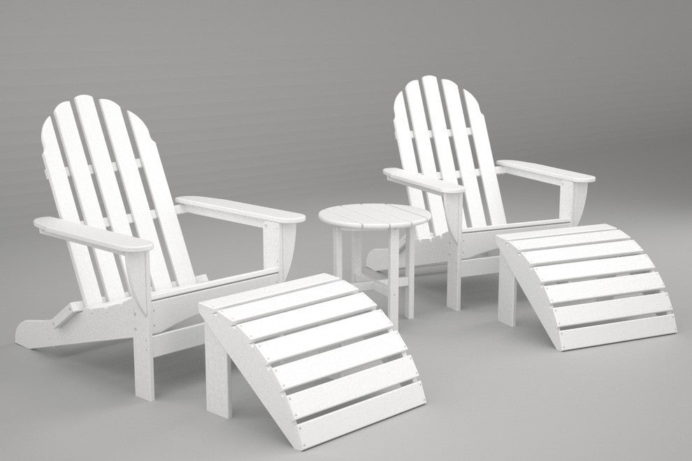 Polywood Classic Oversized Curveback Adirondack 5-Piece Casual Set, White