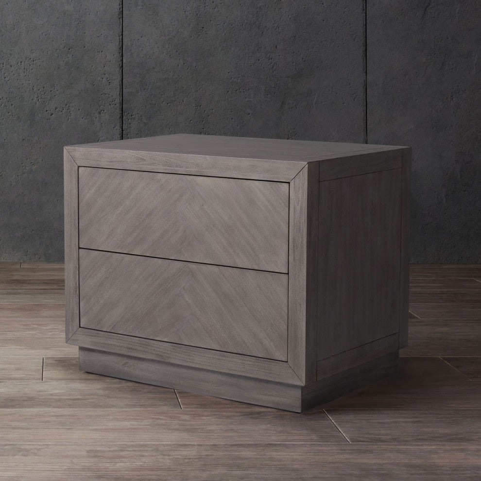 Safavieh Couture Steve 2 Drawer Wood Nightstand, Light Grey