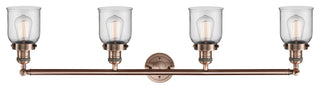 Small Bell 4-Light Bath Fixture, Clear Glass, Antique Copper