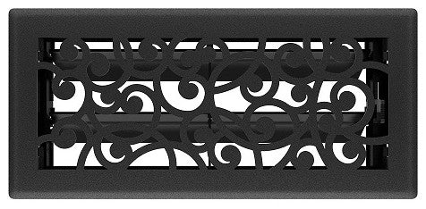 Wonderland Floor Register, Black Iron, 4x10