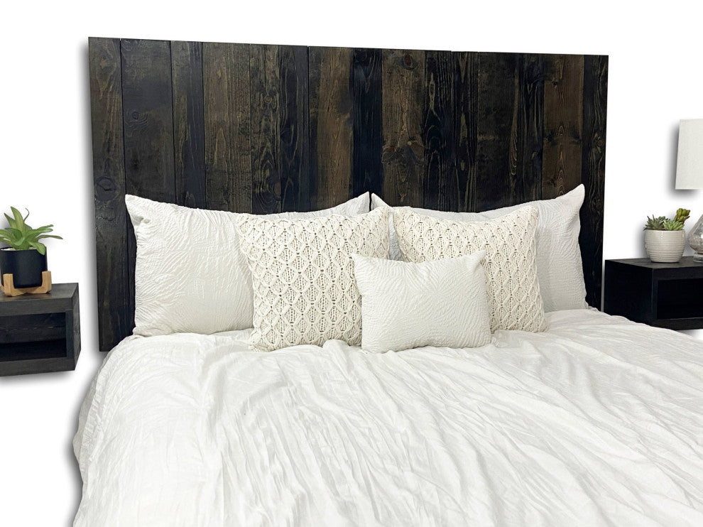 Handcrafted Headboard, Hanger Style, Black Barrel, Full