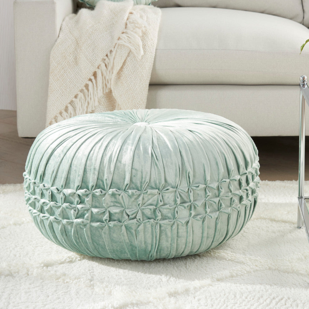 Mina Victory RC833 Pouf, Celadon, 20" x 20" x 12"