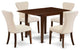 5Pc Dining Set - 4 Parsons Chairs, 2 Drop Leaf Table Hardwood, Mahogany Finish