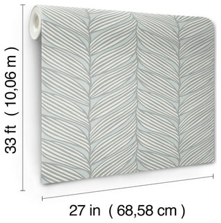 Spa & Silver Luminous Leaves Wallpaper