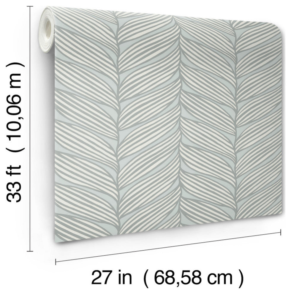 Spa & Silver Luminous Leaves Wallpaper