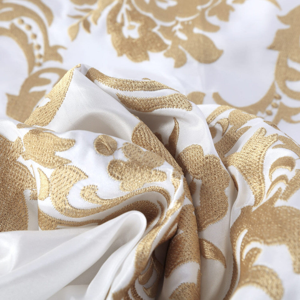 Anastasia White and Gold Designer Embroidered Fabric Sample, 4Wx4L