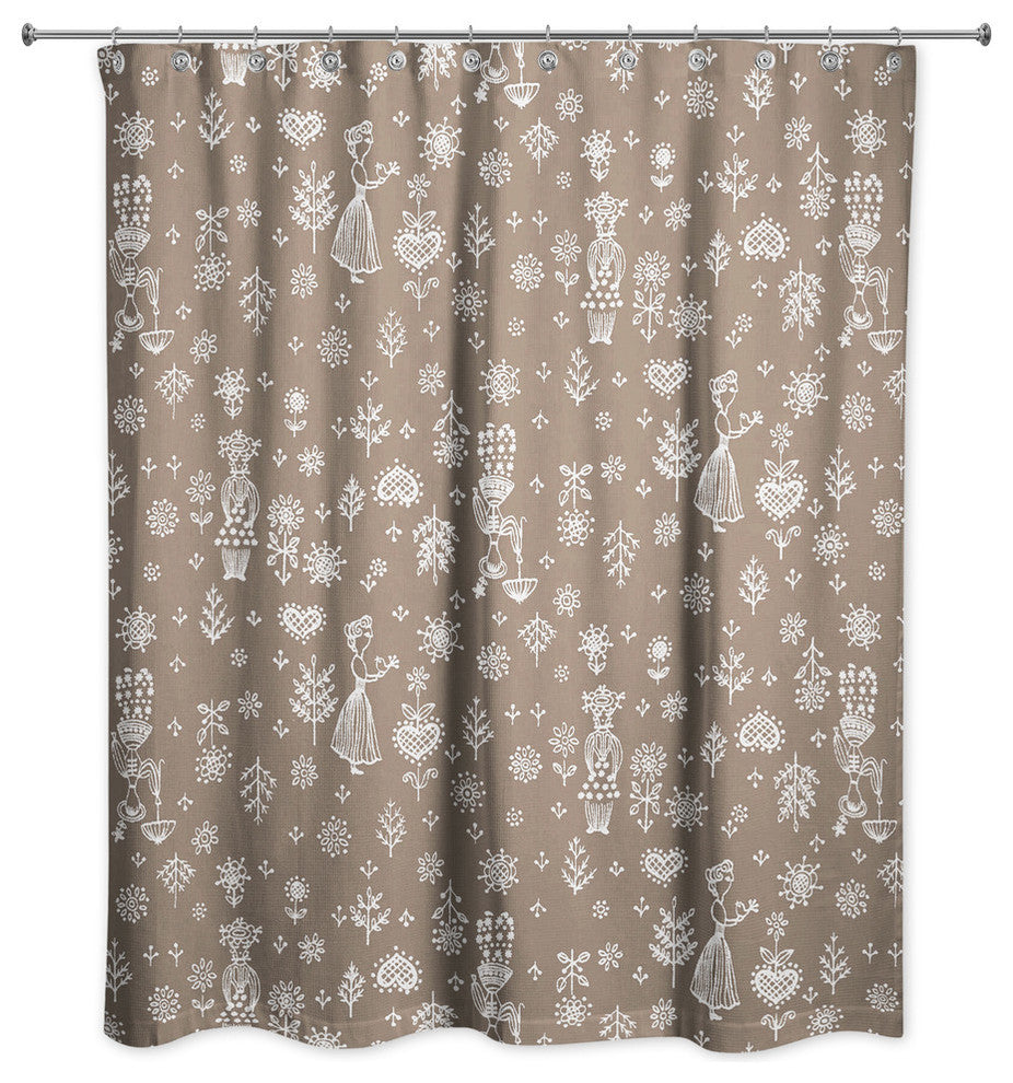 Whimsical Women in Brown Shower Curtain