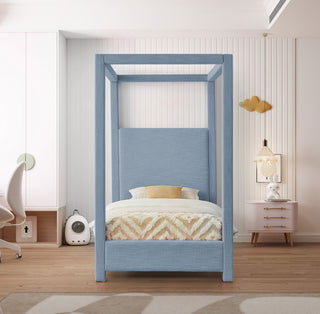 Emerson Upholstered Bed, Sky Blue, Twin, Linen Textured Fabric