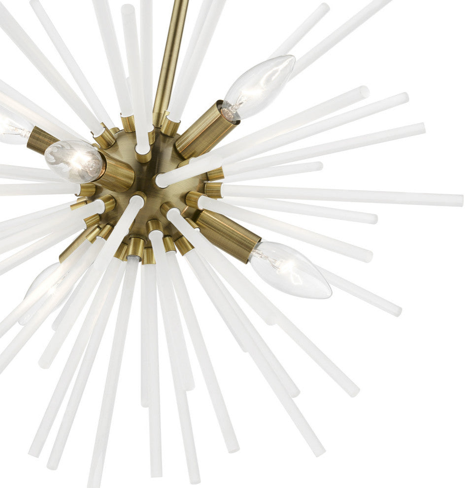 Uptown 6 Light Antique Brass Pendant Chandelier