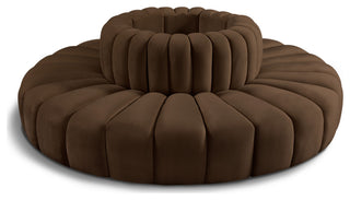 Arc Upholstered Outward Curved Modular Sectional, Brown, 8-Piece: Reverse Corner (8), Velvet