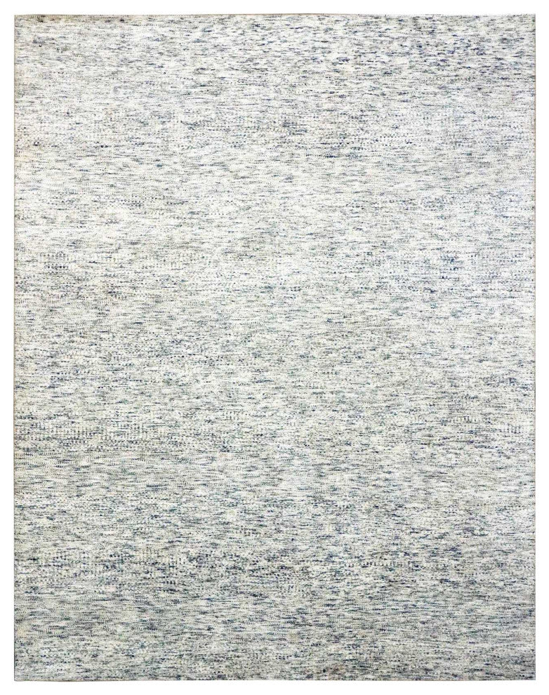 Beige, Hand Knotted, Wool Organic Salt and Pepper Design Rug, 8'0"x10'1"