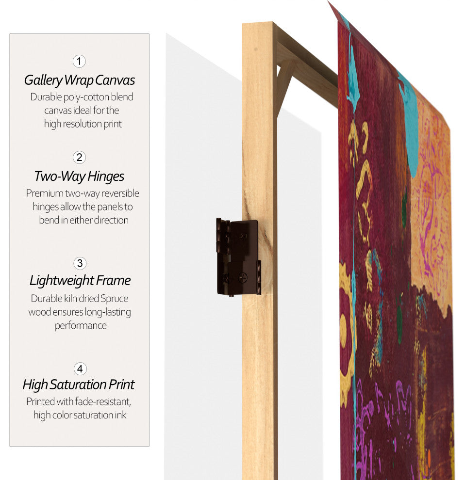 6' Tall India Double Sided Canvas Room Divider