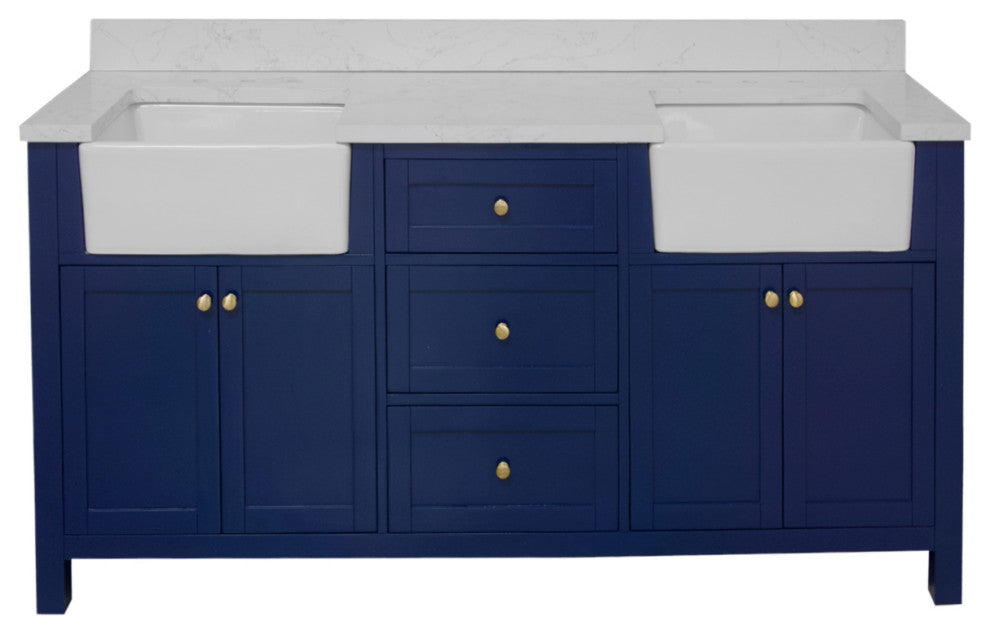 Yorkshire 72" Bathroom Vanity, Royal Blue, Engineered Marble