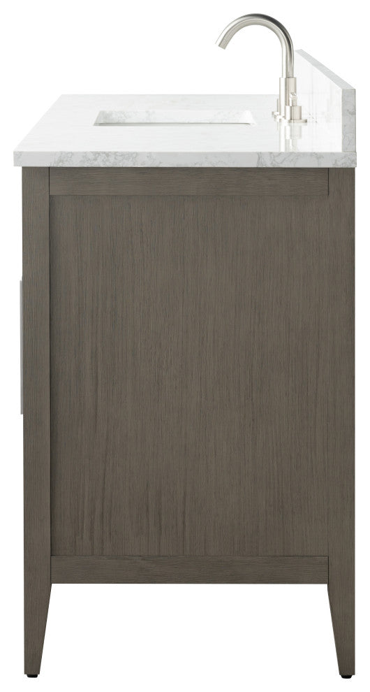 Vanity Art Bathroom Vanity With Sink, Driftwood Gray, 60", Single Sink, Brushed Nickel