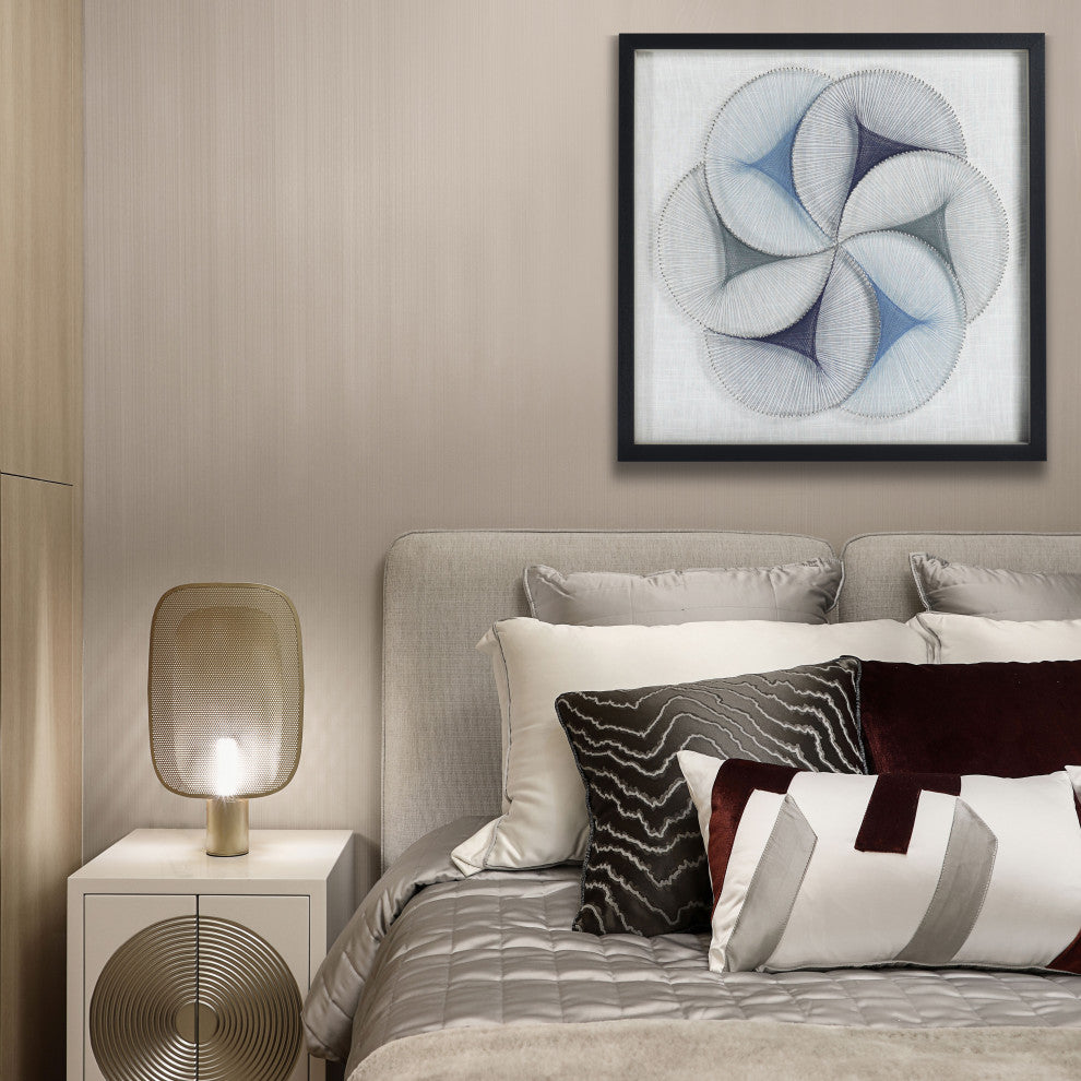 Abstract Blue String Art Shadow Box Wall DÃ©cor