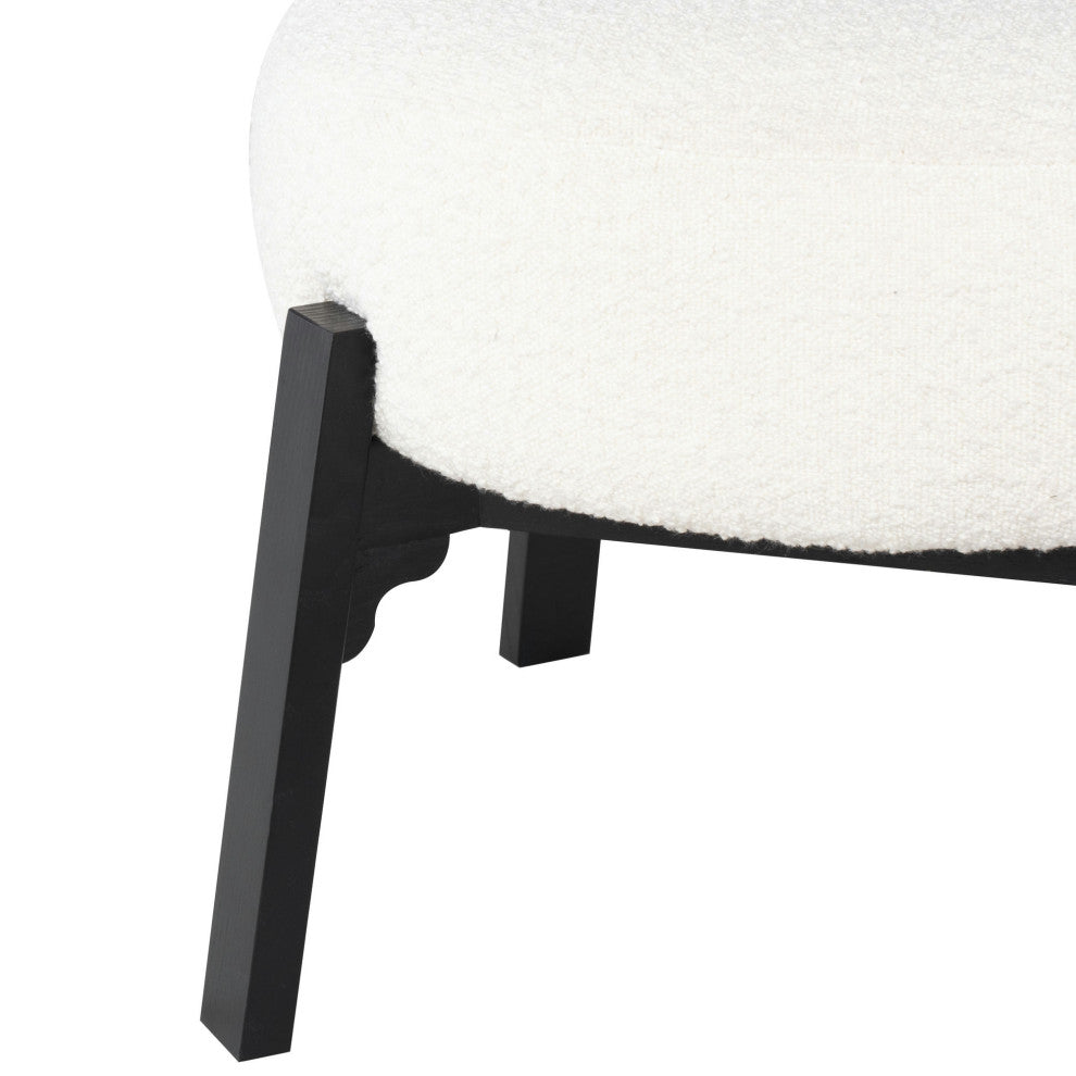Adelaide Upholstered Dining Chair With Black Legs, Buttermilk Boucle