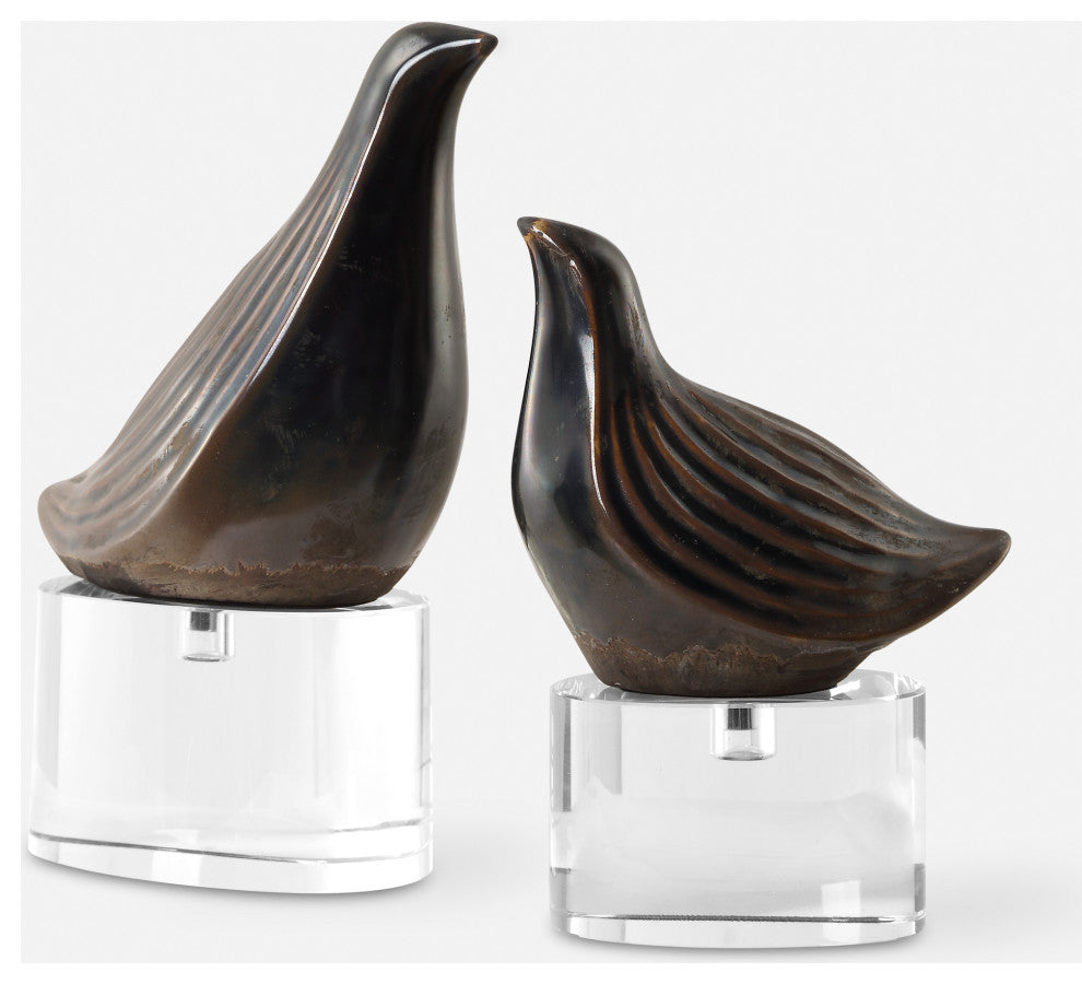 Uttermost - 18144 - Sculptures, S/2 - Nesting Bird - Gunmetal Gray