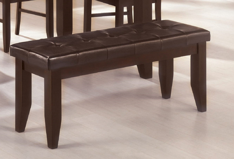 Faux Leather Dining Bench, Cappuccino and Black