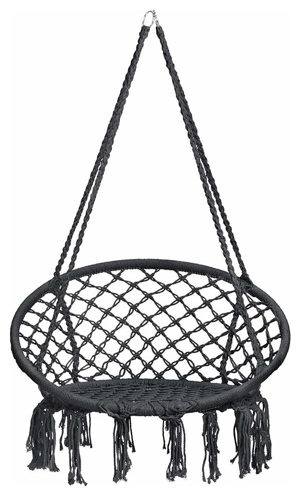 Hanging Hammock Chair Macrame Swing, Lounge Swing Chair, Black